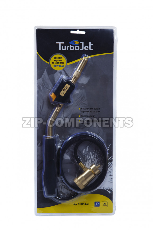 Горелка газовая с пьезоподжигом и шлангом TJ8250-М (Китай)